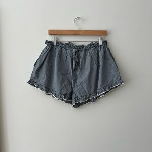 Doen Black Gingham Ruffle-Edge High Waist Shorts